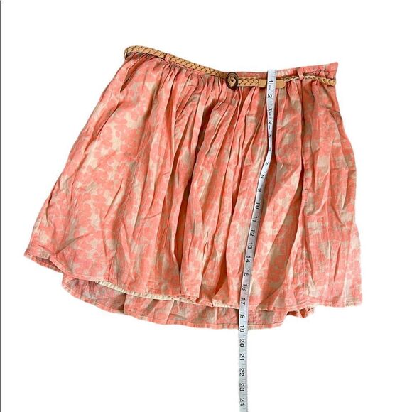 NWOT OLD NAVY Coral & Tan Cotton Braided Belted Flowy Mini Skirt 4 - Picture 4 of 8